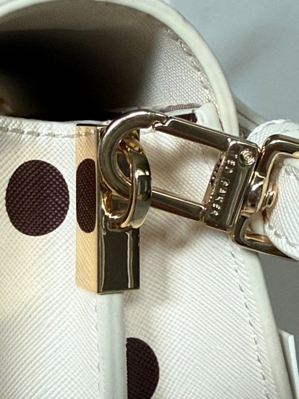 Ted Baker London Polka Dot Top Handle Crossbody Satchel Ivory Brown Bag NWT - Picture 8 of 14